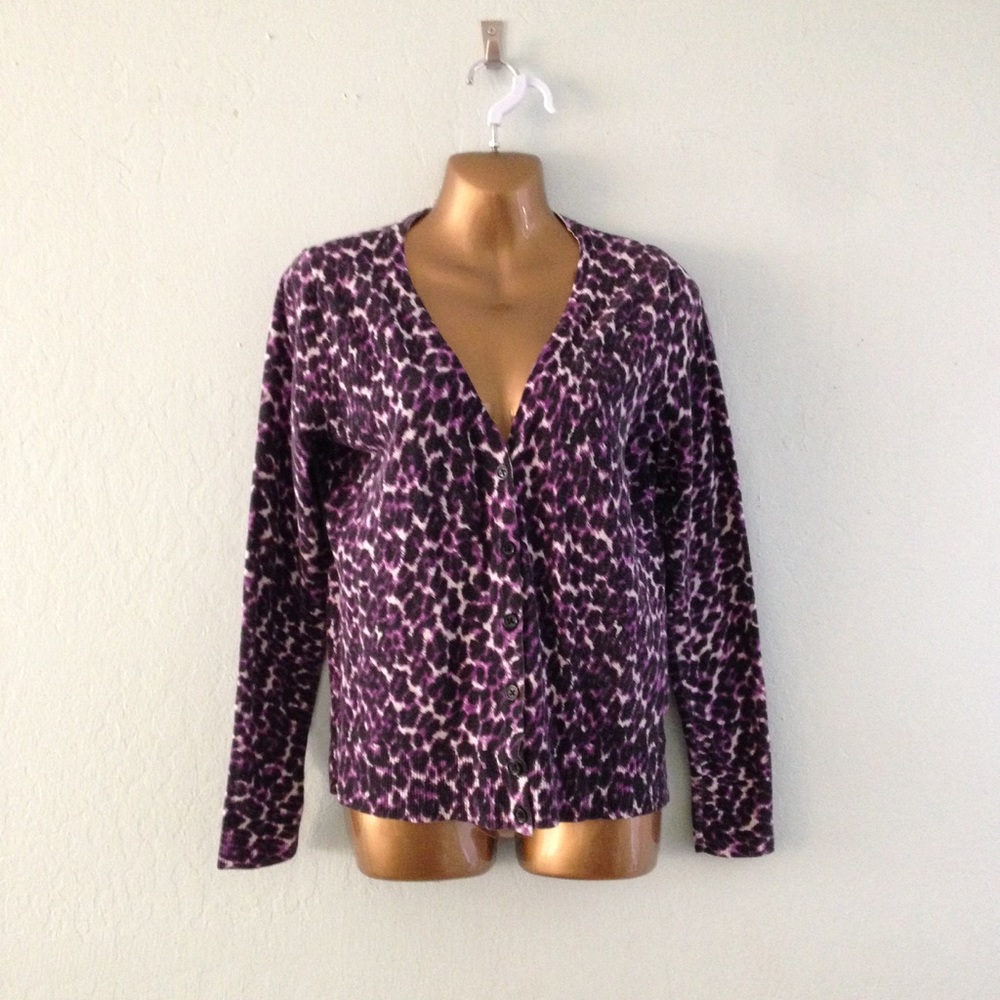 Merona purple animal print long sleeve cardigan